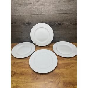Ralph Lauren Club Porcelain Dinner Plate 11” Solid White~set Of 4 Plates